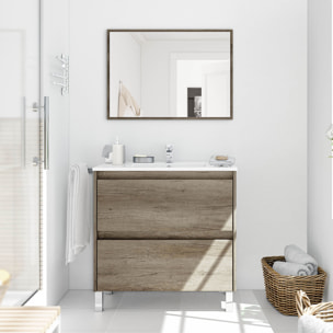 Mueble baño devin 2c 80cm color nordik con espejo, sin lavabo