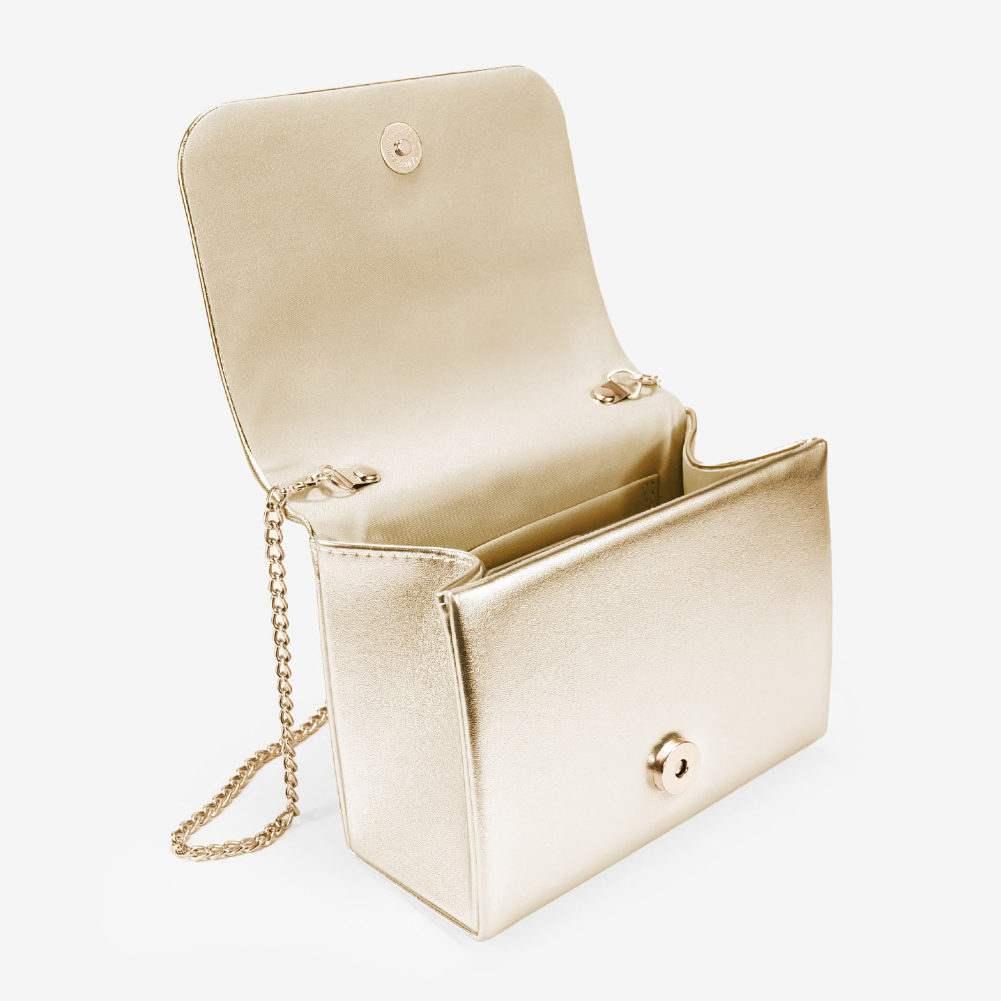 Bolso de fiesta dorado con solapa