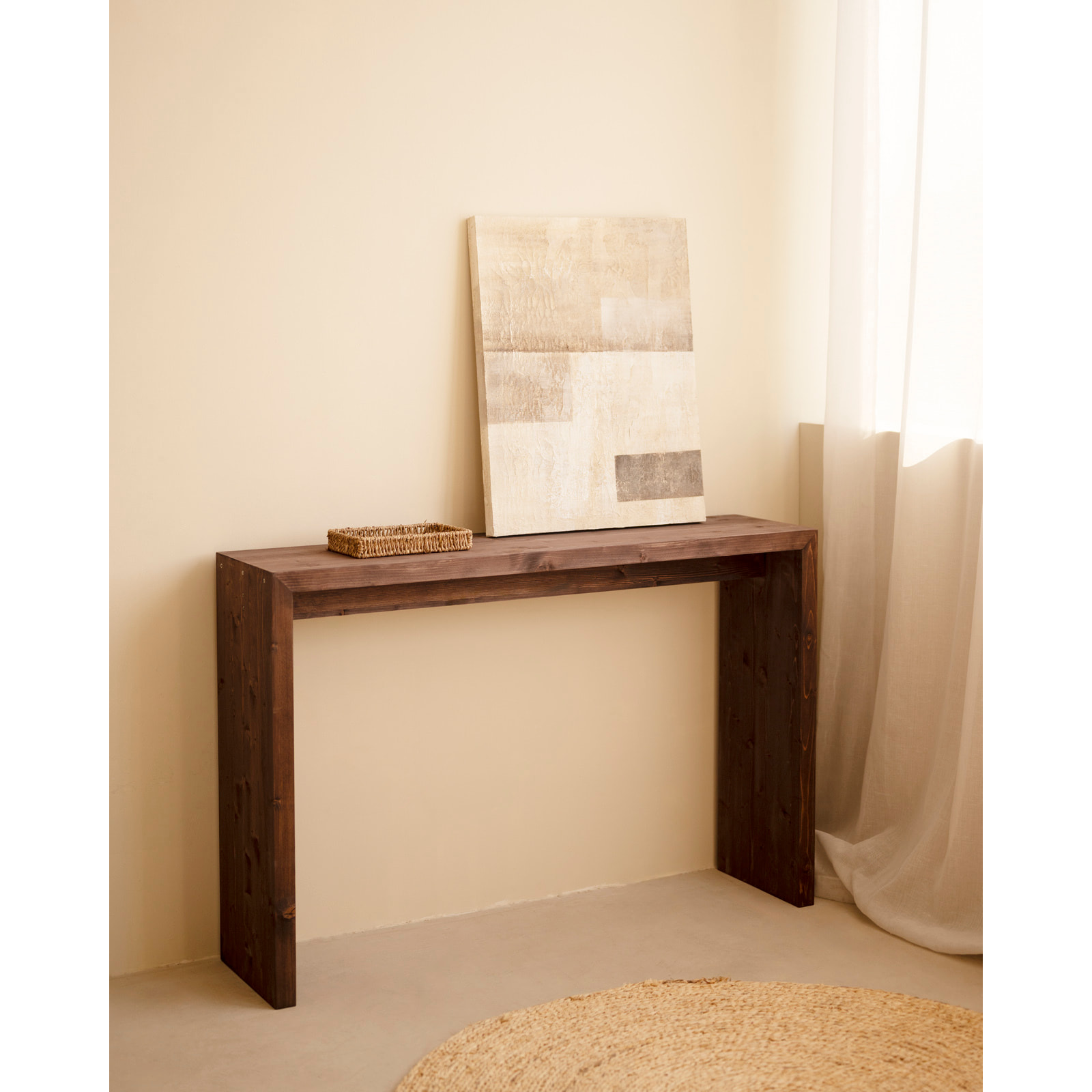 Tableau gris décoratif sur toile de coton avec cadre en bois peint à la main à la peinture à l'huile en différentes tailles