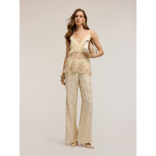 Motivi - Top in pizzo con scollo a V - Beige