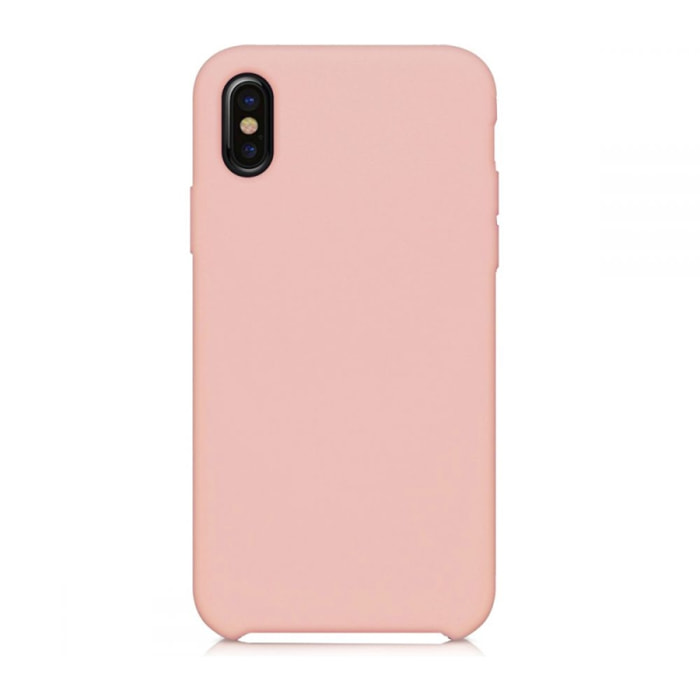 Coque iPhone X/XS Silicone Liquide toucher doux, Anti Chocs Rose Pâle