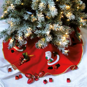 Tapis de sapin en feutrine rouge D90cm