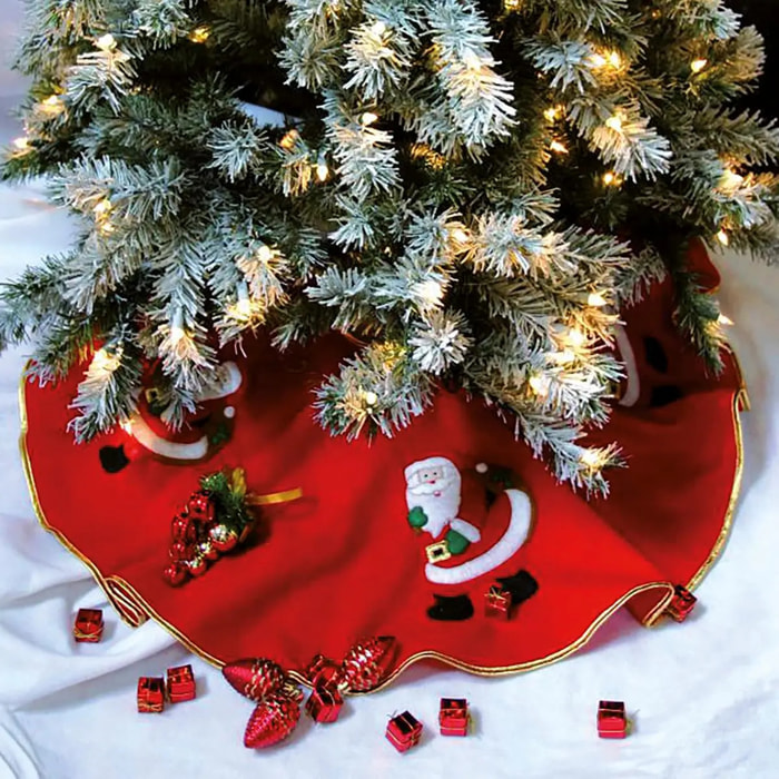 Tapis de sapin en feutrine rouge D90cm