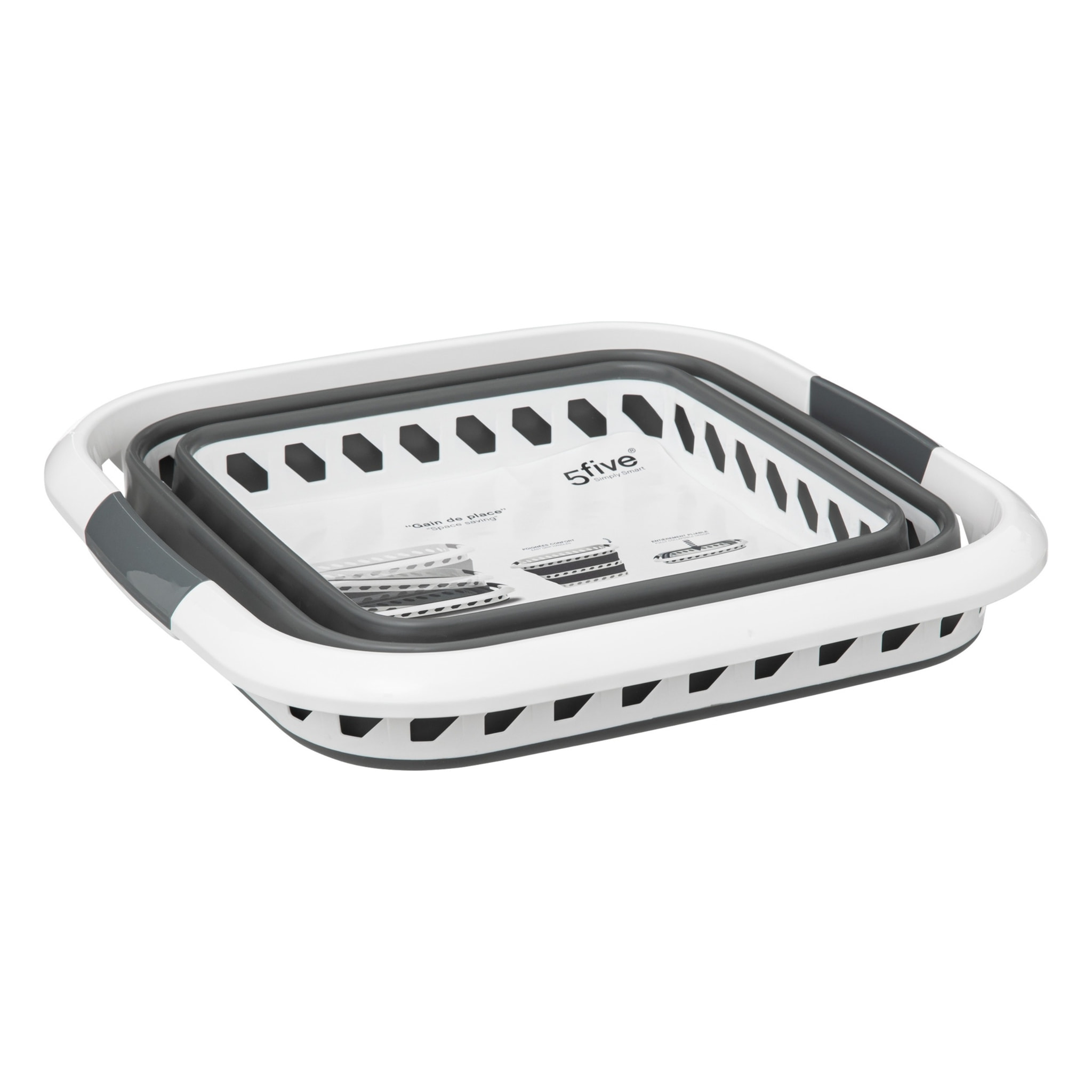 Cesta retráctil blanco gris 40l