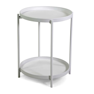 Tavolino Vacchetti in metallo bianco tondo a 2 piani cm ø40h50