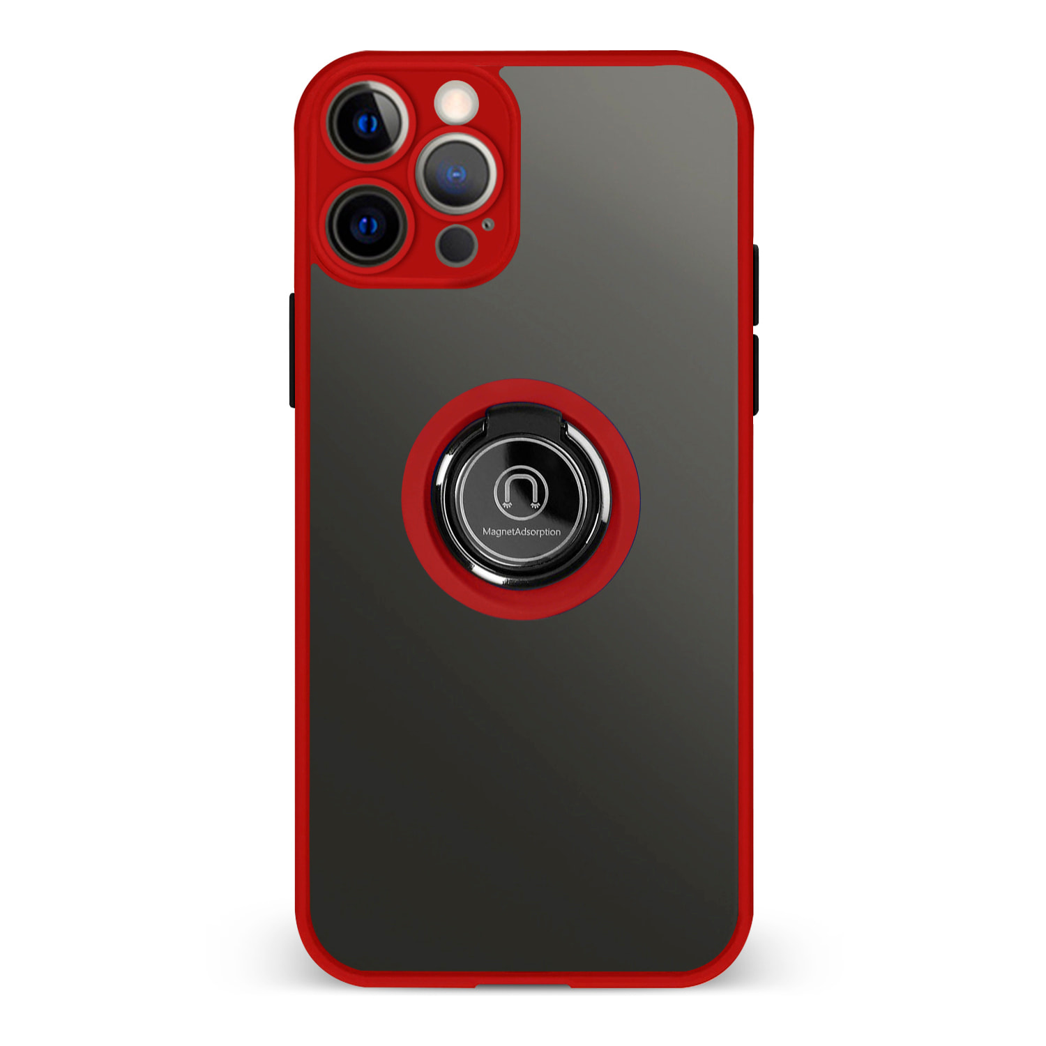 Custodia ibrida anti-shock Clampstand con protezione fotocamera per 12 Pro Max. Anello di bloccaggio pieghevole + modalità stand.