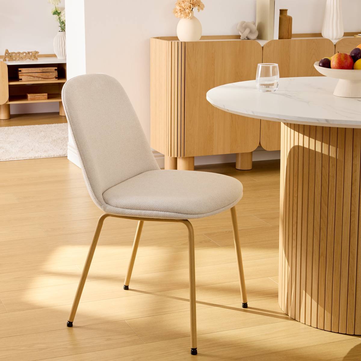 Chaise Neora en Tissu Crème L58xl46xH82 cm
