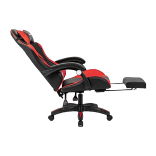 Chaise de gaming massante noir et rouge avec repose pieds GAME