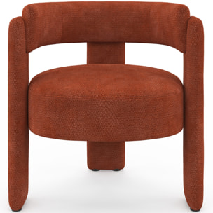 Fauteuil tripode Georges tissu chenille terracotta