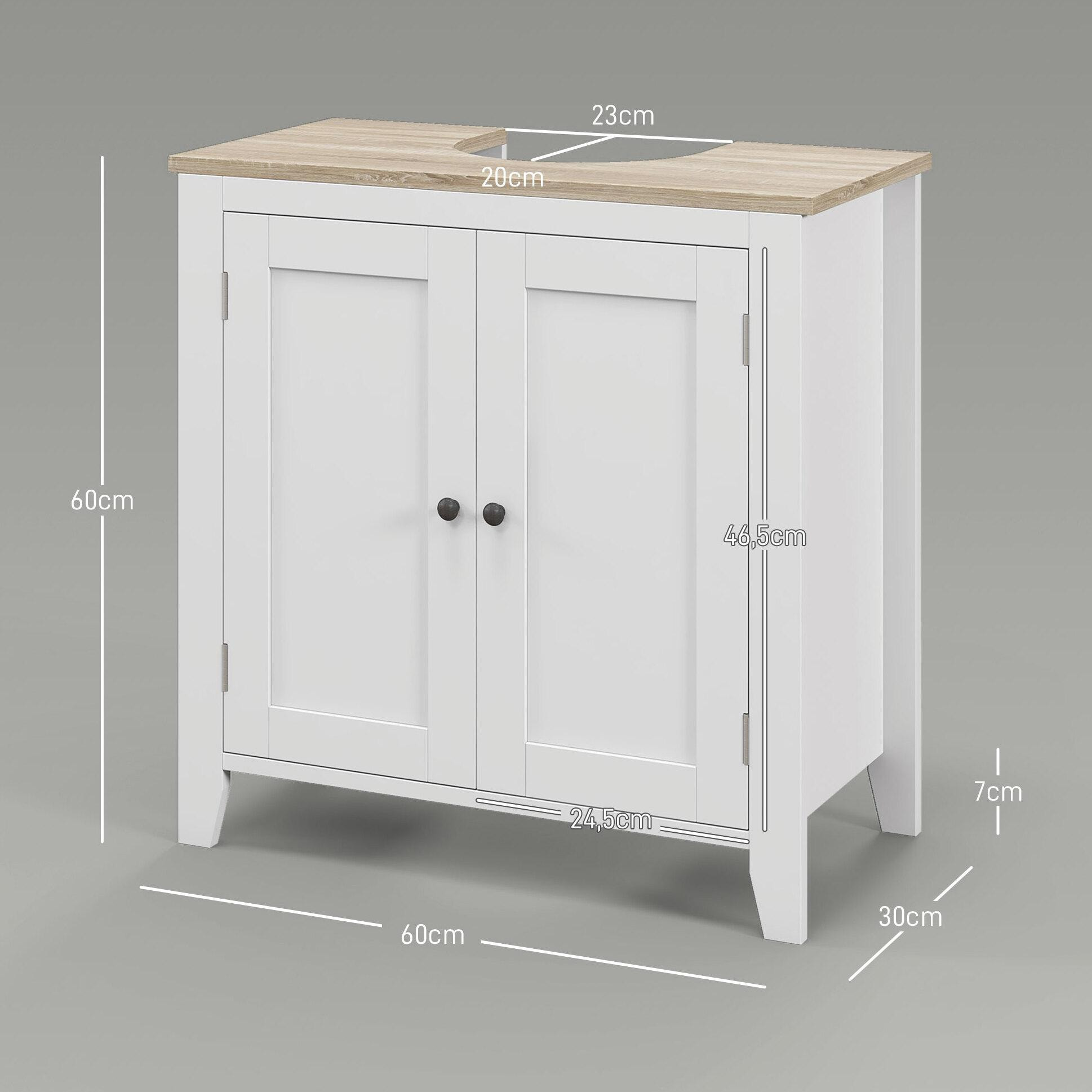 Mueble para Debajo del Lavabo Armario Lavabo con Pie Armario Bajo con 2 Puertas y Estante Ajustable Estilo Moderno 60x30x60 cm Blanco