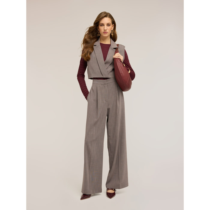 Motivi - Gilet corto con revers - Grigio