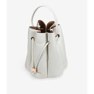 Bolso cubo beige efecto plisado