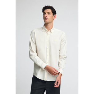 Camicia ecrù, regular fit, con colletto abbottonato e logo Polo Club