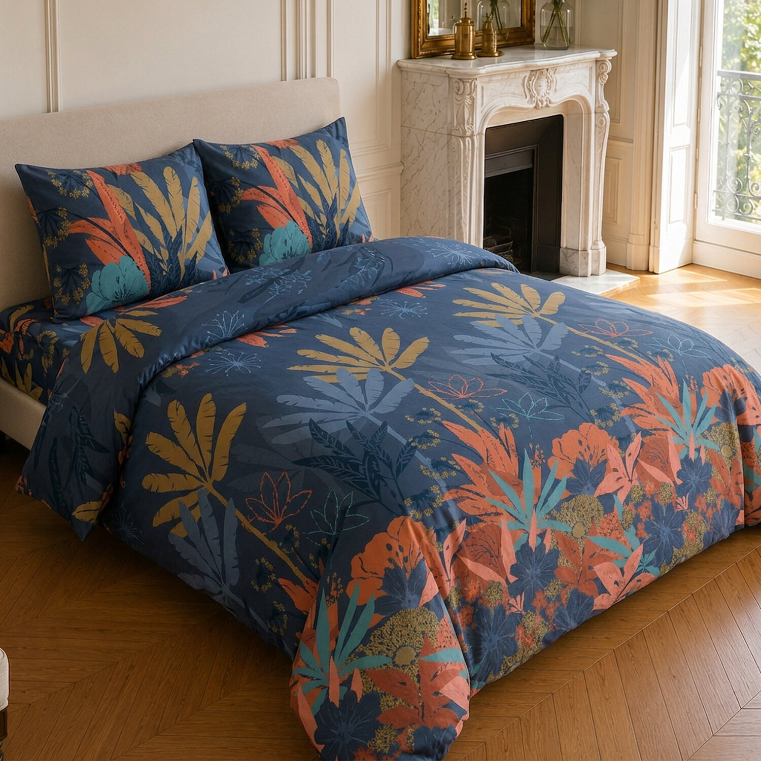 Parure housse de couette 100% microfibre motif tropical - FUNNY PALM