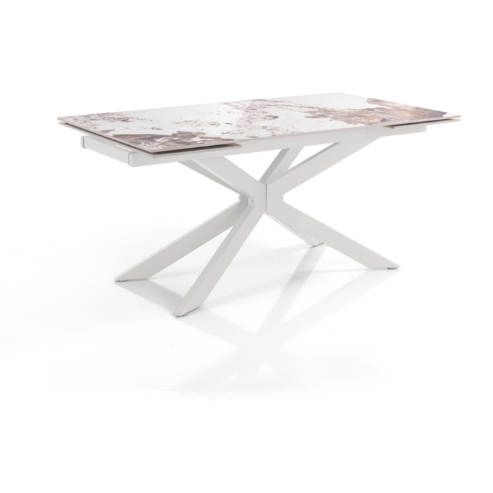 Tomasucci Table extensible MELVIN EVO 160 ONICE MARBLE - BLANC