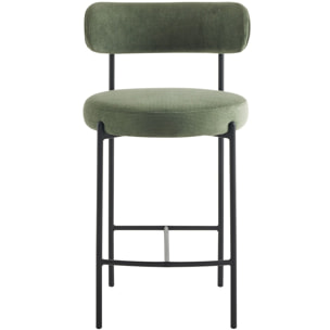 Lot de 2 tabourets de bar en velours côtelé - EVORA