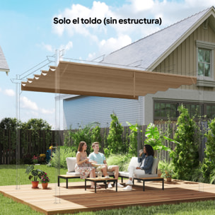 Techo de Pérgola 2,5x2,55 m, Techo de Repuesto Retráctil para Marco de Pérgola de 3x3 m, UV30+, Toldo de Tela Solo para Cenador Jardín con 10 Orificios de Drenaje, Pardo