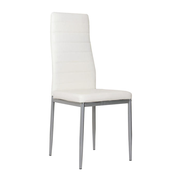 Set da 6 pz, Sedia, Queen, Kit, 6 sedie,similpelle, bianca, struttura in alluminio, dal design semplice e lineare.