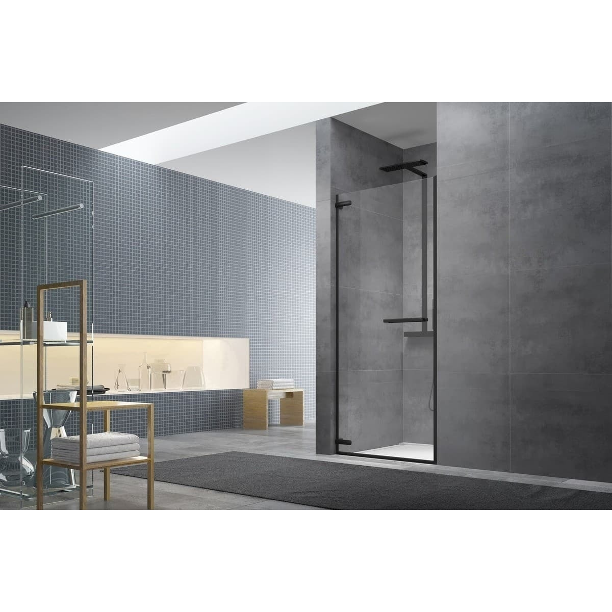 TGD NEW Porte de douche battante 80x200cm, verre transparent Easy Clean (SATTGDO80NIKAC)