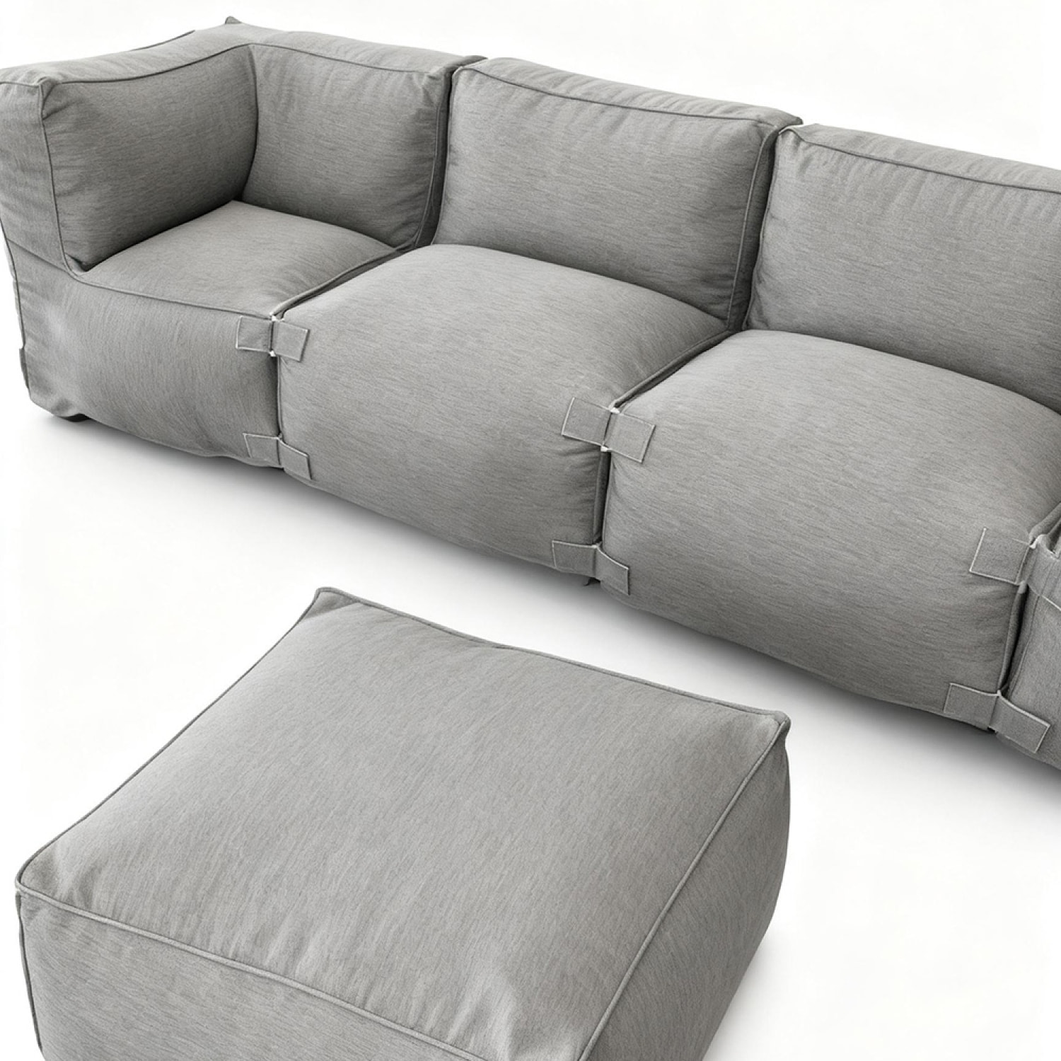 VERONE Salon de jardin modulable 5 places gris en tissu déperlant