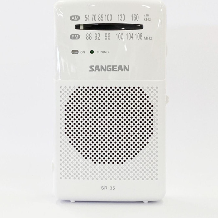 SANGEAN SR-35 Blanco/ Radio de bolsillo FM/AM/Altavoz integrado/Toma auriculares