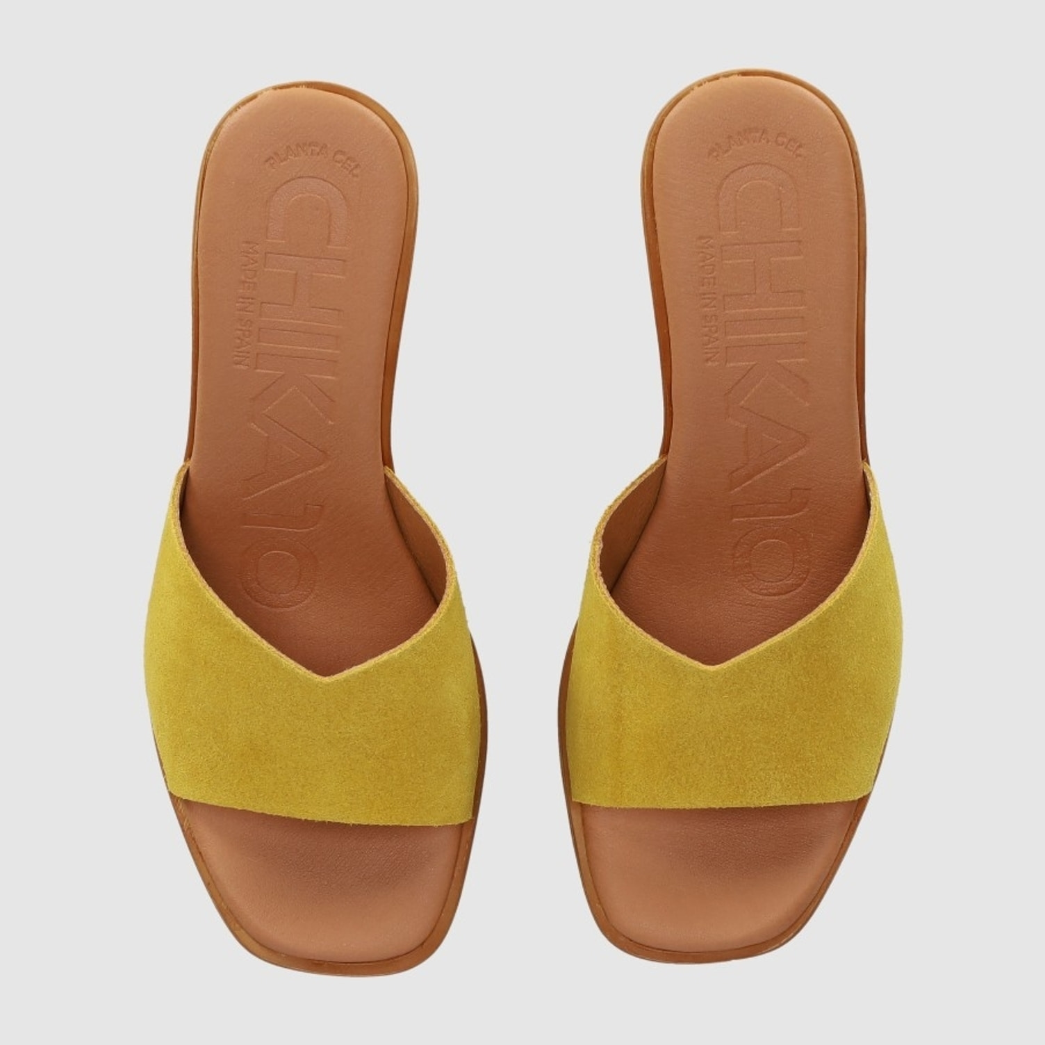 Sandalias de Serraje - Mostaza - Tacón: 6 cm