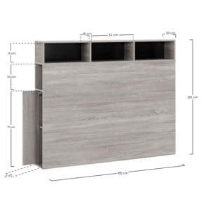 Cabecero de Cama Zeus con almacenaje Roble, 2 Puertas 9 Huecos