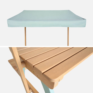 Table de pique-nique, salon de jardin enfant bois d'acacia avec parasol 2 places  JADE
