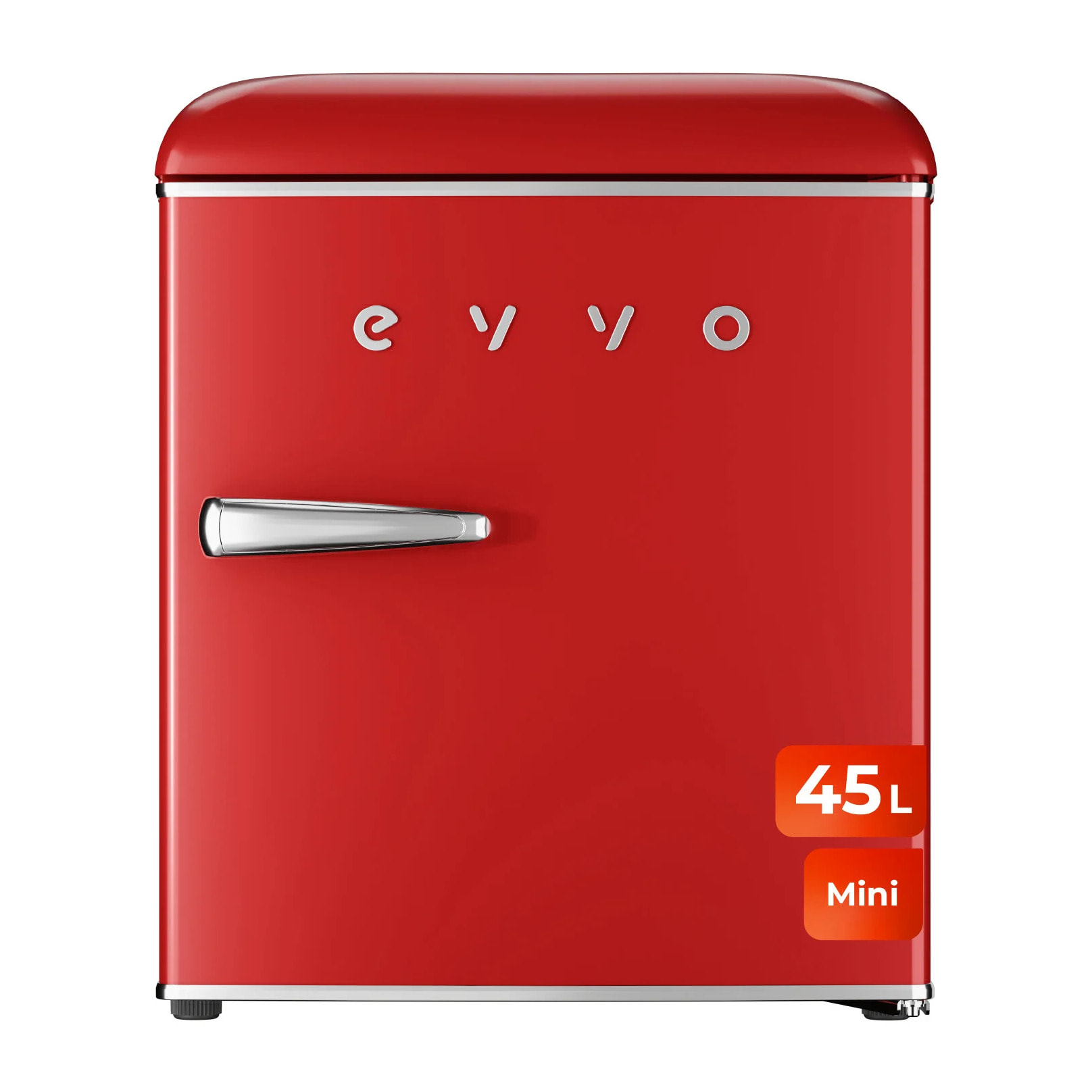 EVVO Frigorífico Mini F20 Retro Rojo, 45 litros, diseño vintage, bajo consumo, silencioso