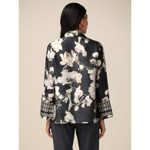 Oltre - Camisa de raso floreada - Negro