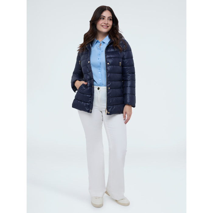 Fiorella Rubino - Plumífero acolchado con cinturón anudado - Azul