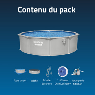 Bestway Piscine acier ronde Bestway Hydrium 457 x 122 cm gris clair