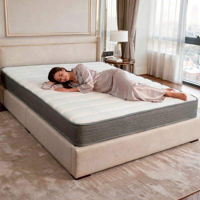 Materasso Matrimoniale H3 Medio Rigido Con 240 Molle Insacchettate Al M² Double Sided Supporto Ergonomico Comfort Elevato 160 x 190 x  22 Cm