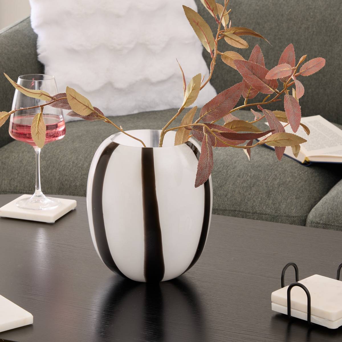 Vase Piero noir et blanc H20cm