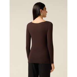 Oltre - Camiseta mezcla de cachemir - Marrón