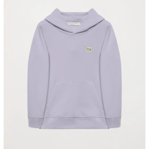 Sudadera orgánica de capucha y bolsillos lavanda Neutrals kids con logo