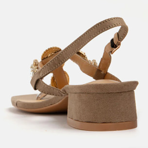 Sandalo basso infradito con gioiello - TORTORA