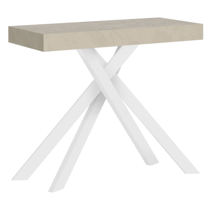 Console extensible 90x40/300 cm Krack cachemire pieds blancs