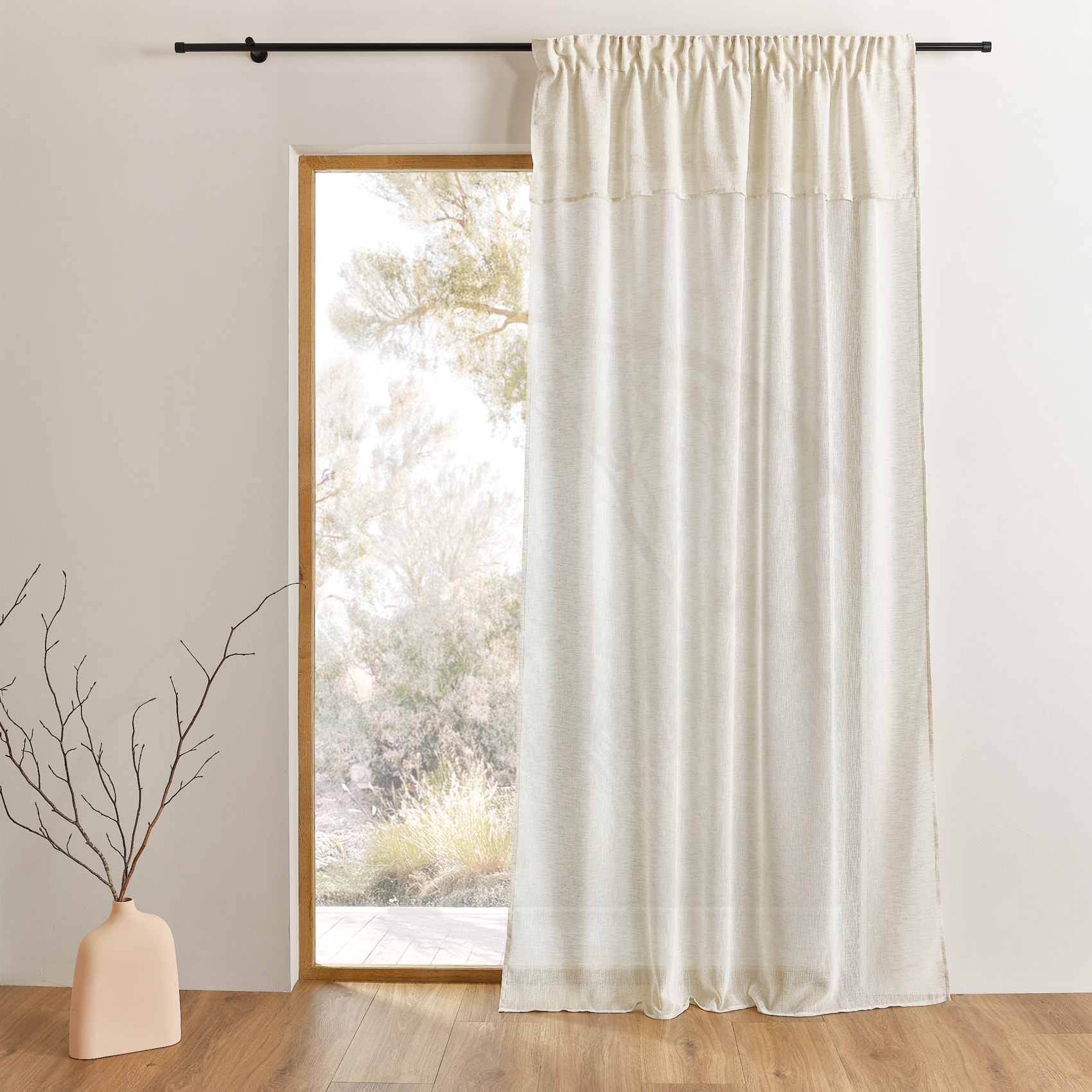 Voilage accroche 3-en-1  avec volant LUZ - Lin