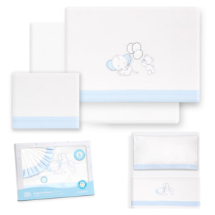 Triptico Minicuna Franela Oso Elefante Globos Bco/Azul