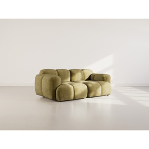 Grace - canapé modulable 2 places en velours texturé - Vert Olive