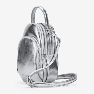 Bolso para móvil plateado con cremallera