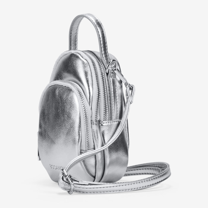 Bolso para móvil plateado con cremallera