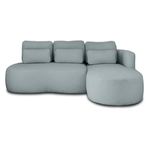 Mahina - canapé d'angle droit - 4 places - convertible avec coffre - en tissu bouclette - Bleu