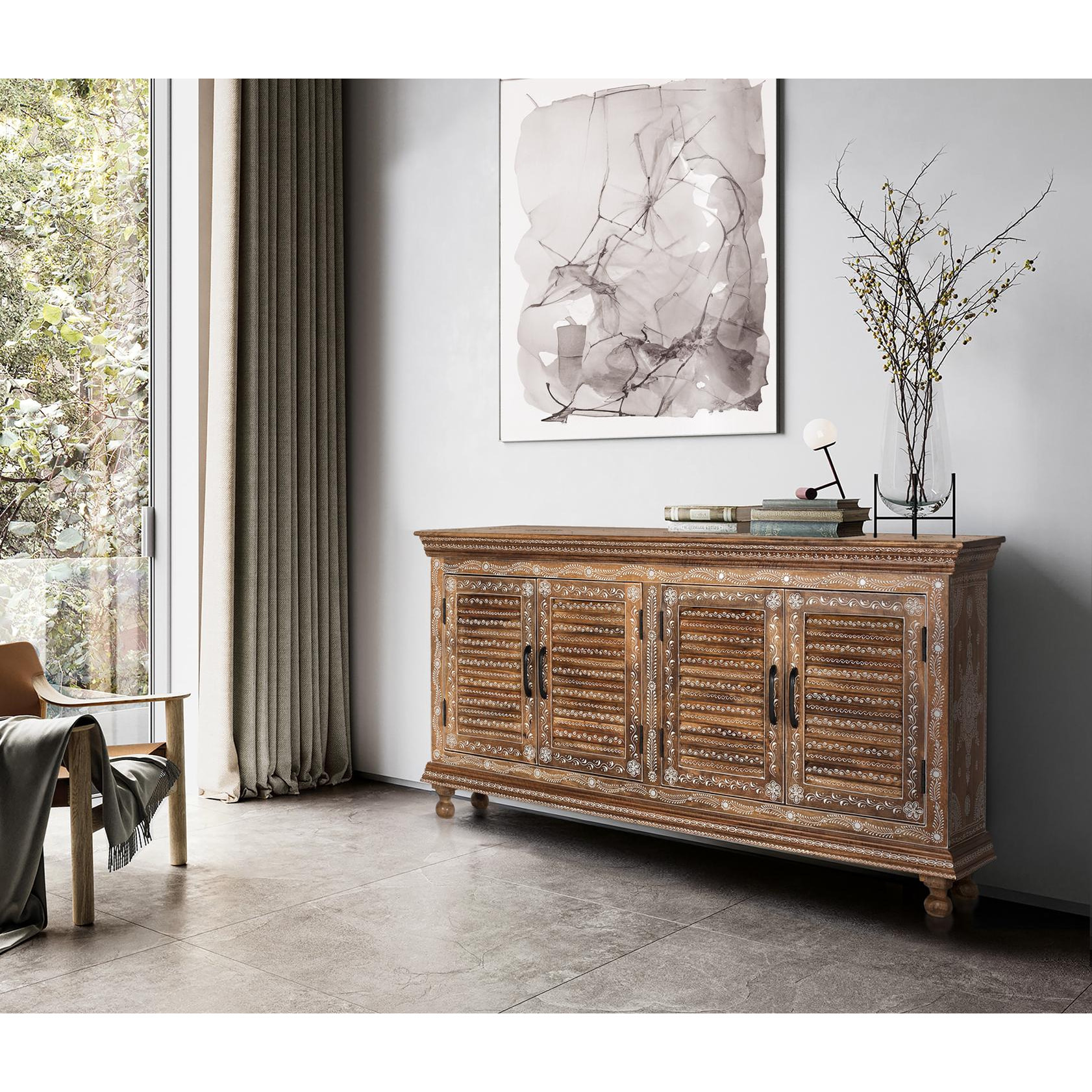 Aparador de Madera de Mango Estilo Rústico Moderno