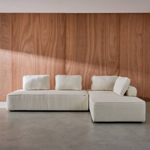 Set de 2 chauffeuses pour canapé modulable tissu bouclette crème 2 places Bao. L 180 x P 90 x H 74cm