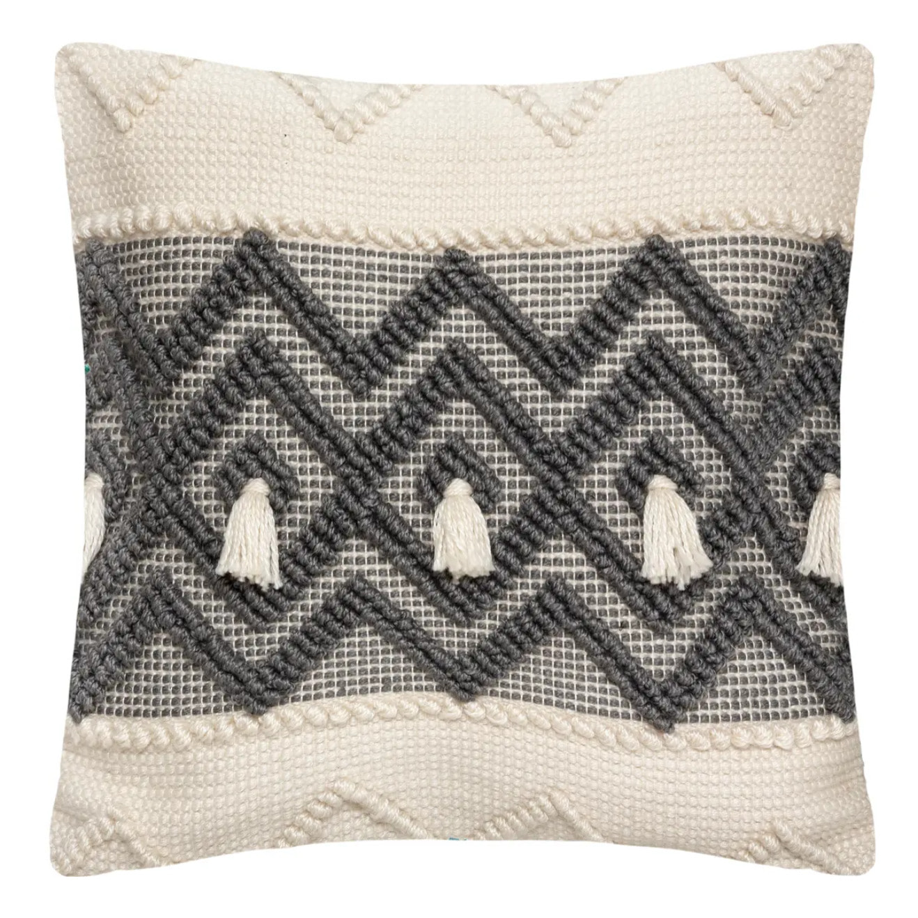 Coussin "R.O.W." - plastique recyclé - ivoire & gris 45x45 cm
