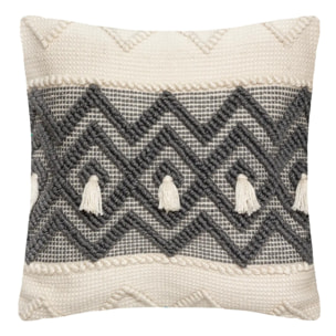 Coussin "R.O.W." - plastique recyclé - ivoire & gris 45x45 cm