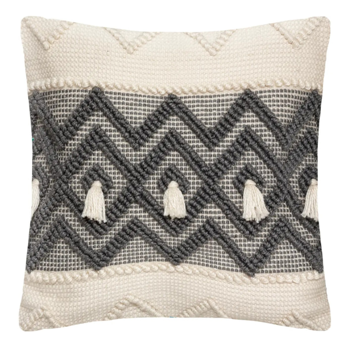 Coussin "R.O.W." - plastique recyclé - ivoire & gris 45x45 cm