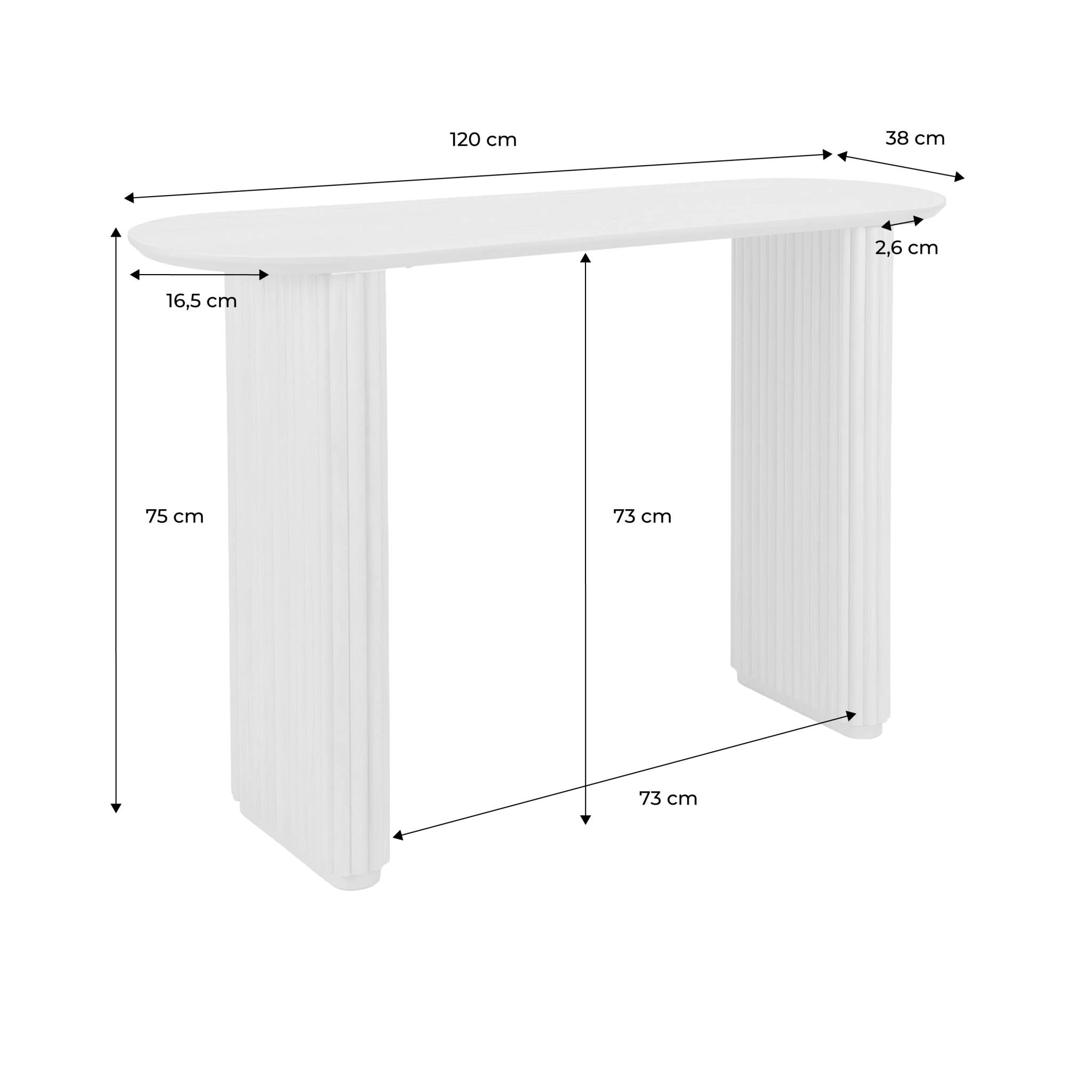 Console ovale bois d'hévéa placage chêne GABRIELLE